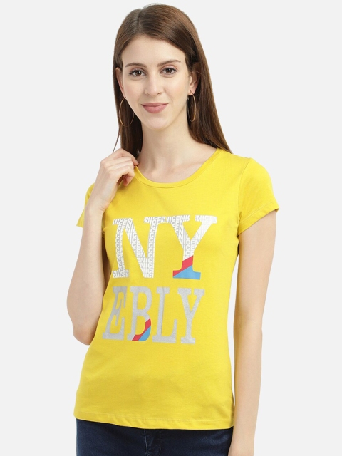 

V2 Value & Variety Yellow Typography Print Top