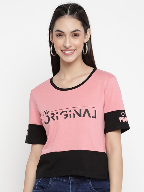 

V2 Value & Variety Peach-Coloured Print Top