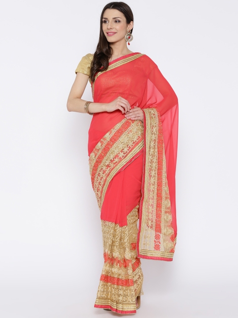 

beezal Pink Chiffon Net Embellished Saree
