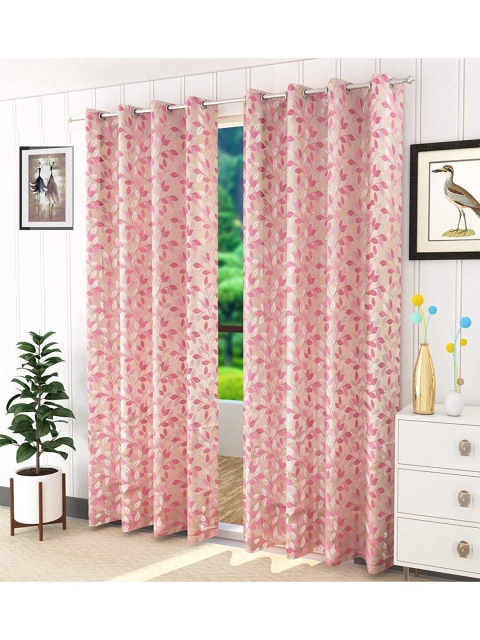 

Fresh From Loom Pink & Silver-Toned Set of 2 Room Darkening Window Curtain