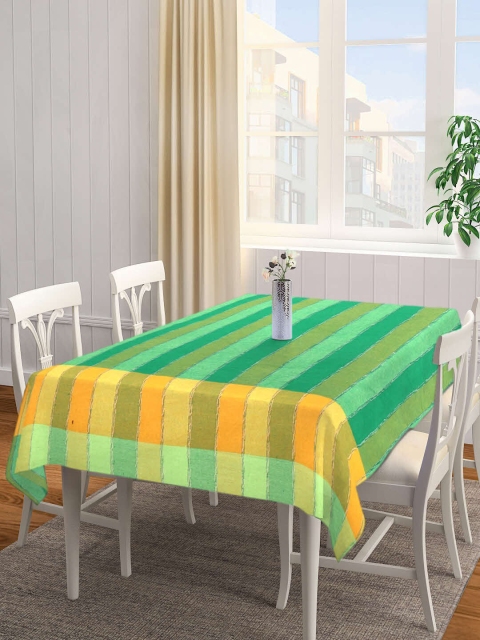 

KLOTTHE Green & Yellow Woven-Design Cotton Rectangular 6-Seater Table Cover