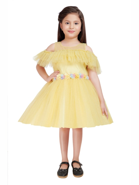 

BETTY Yellow Floral Net Dress