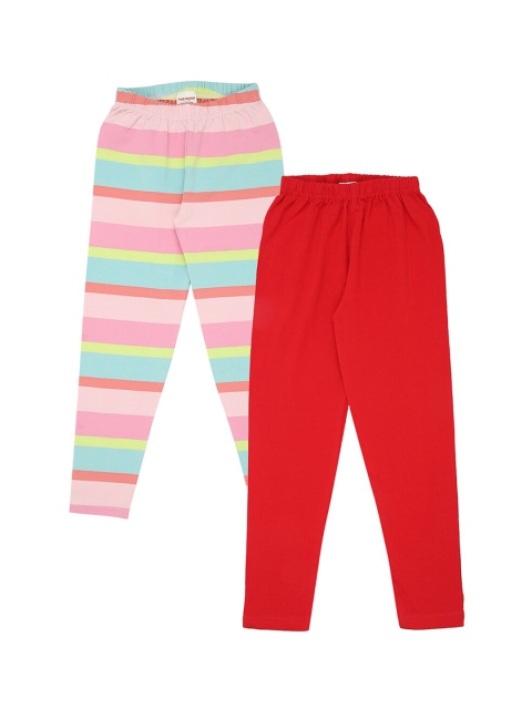 

RAINE AND JAINE Girls Red & Pink Pack of 2 Leggings