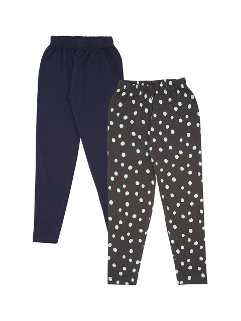 

RAINE AND JAINE Girls Charcoal & Navy Blue Pack Of 2 Ankle-Length Leggings