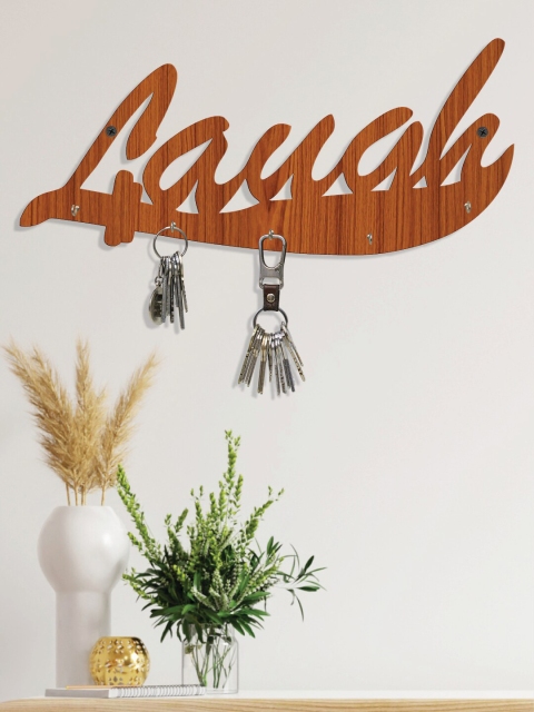 

RANDOM Brown Laugh Wall Hanging Key Holder with 5 Hooks