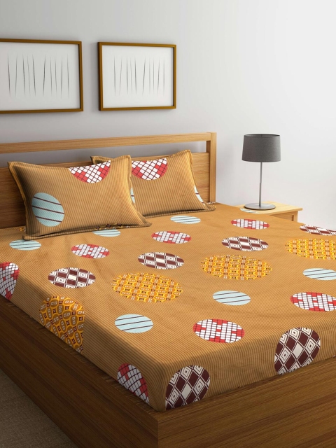 

KLOTTHE Multicoloured Geometric 300 TC King Bedsheet with 2 Pillow Covers, Multi