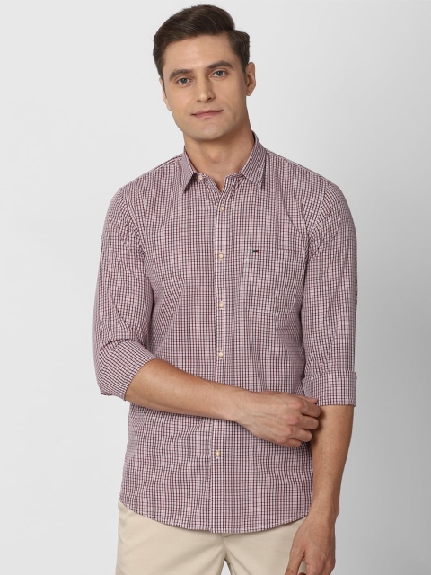 

Peter England Casuals Men Pink Slim Fit Micro Checks Checked Casual Shirt