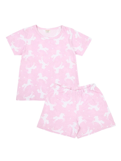 

RAINE AND JAINE Girls Pink Printed Night suit
