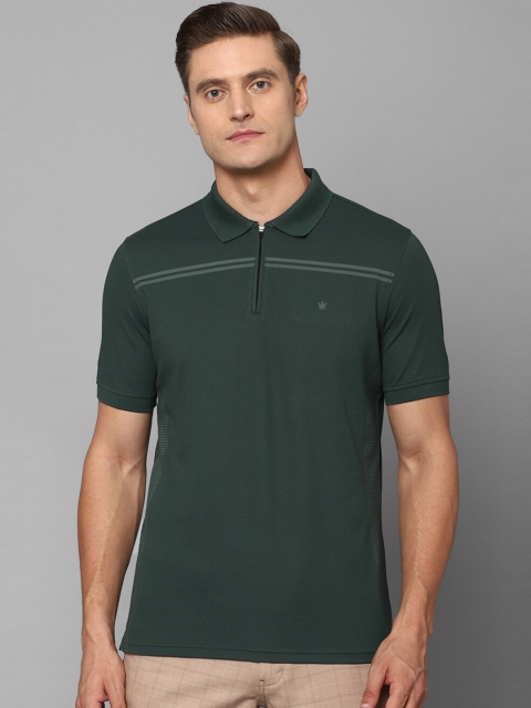 

Louis Philippe Men Green Solid Cotton Polo Collar T-shirt