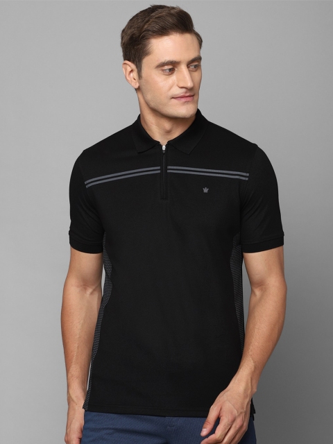 

Louis Philippe Men Black Solid Cotton Polo Collar T-shirt