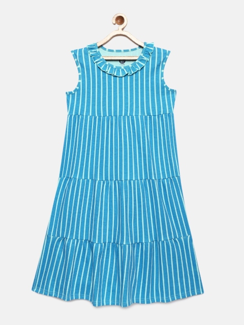 

YK Kids-Girls Multicoloured Striped A-Line Maxi Dress, Multi