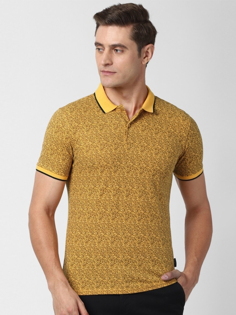 

V Dot Men Yellow Polo Collar Slim Fit T-shirt