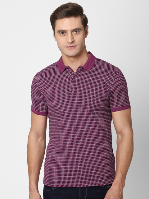 

V Dot Men Purple Polo Collar Slim Fit T-shirt