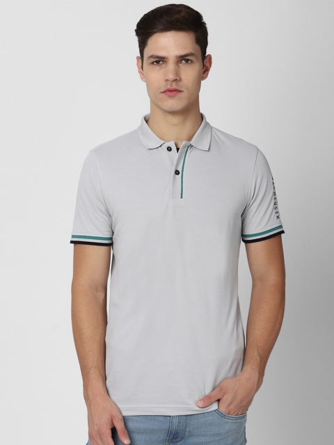 

Van Heusen Sport Men Grey Solid Cotton Polo Collar T-shirt