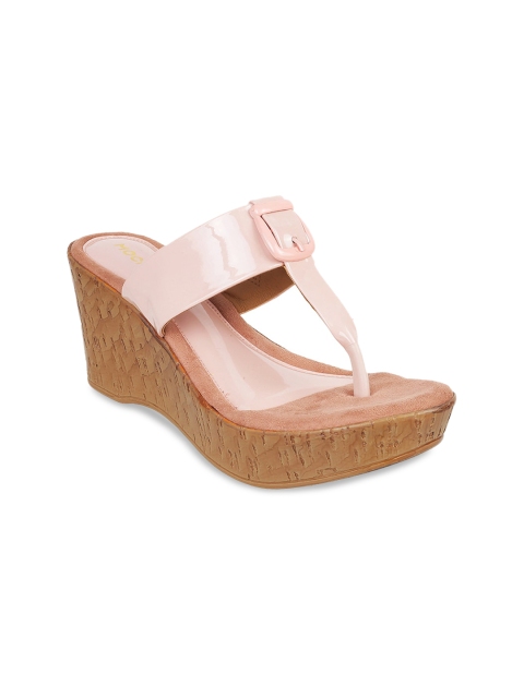 

Mochi Women Peach-Coloured T-Strap Flats