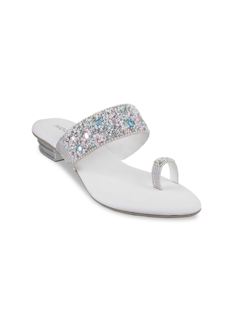 

Mochi Women White Embellished One Toe Flats