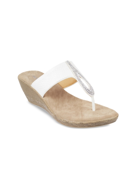 

Mochi Women White T-Strap Flats