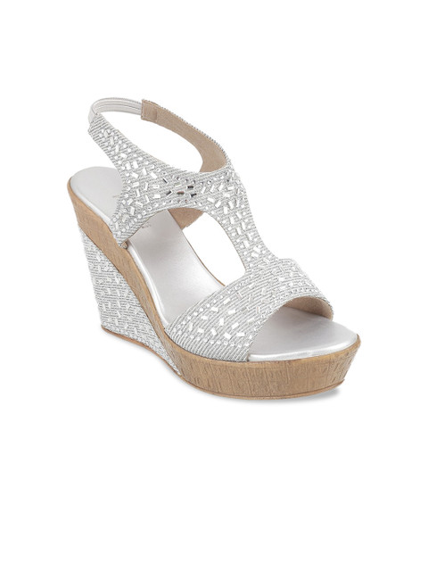 

Mochi Women Silver-Toned Open Toe Flats