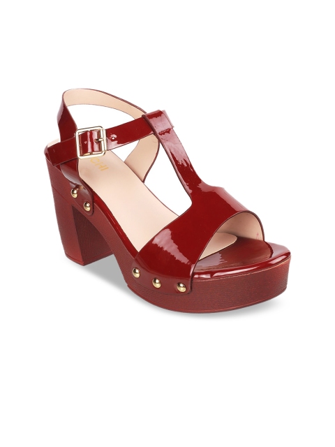 

Mochi Women Maroon Open Toe Flats with Buckles