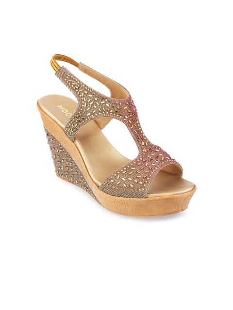 

Mochi Women Gold-Toned Open Toe Flats