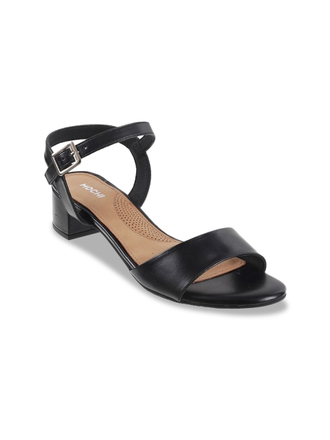 

Mochi Women Black Open Toe Flats with Buckles
