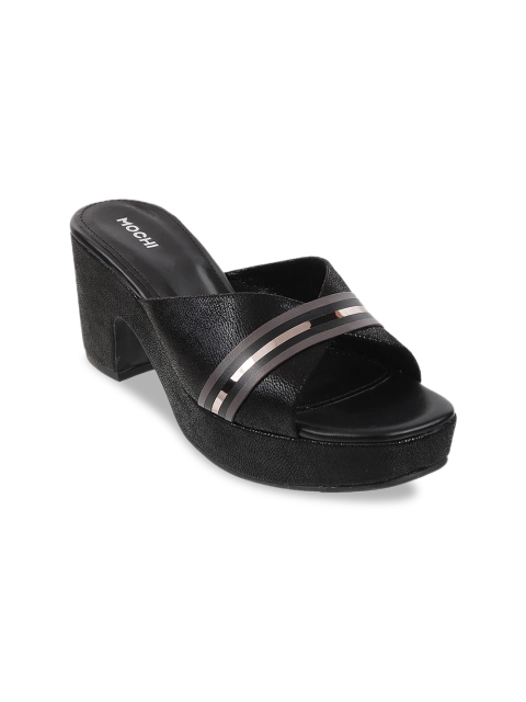 

Mochi Women Black Striped Open Toe Flats