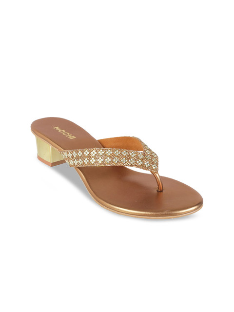 

Mochi Women Gold-Toned Open Toe Flats