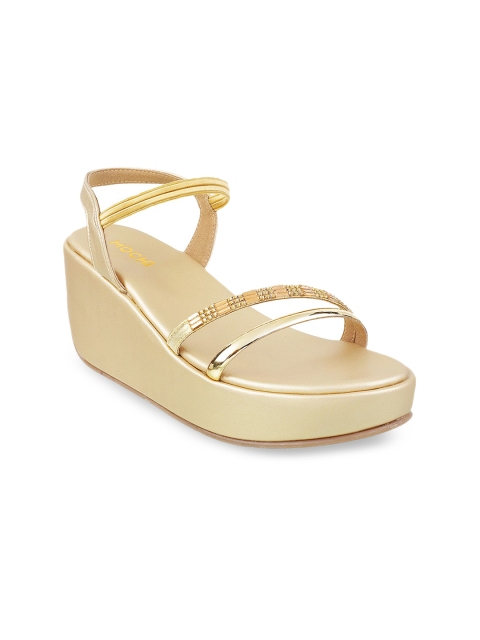 

Mochi Women Gold-Toned Open Toe Flats