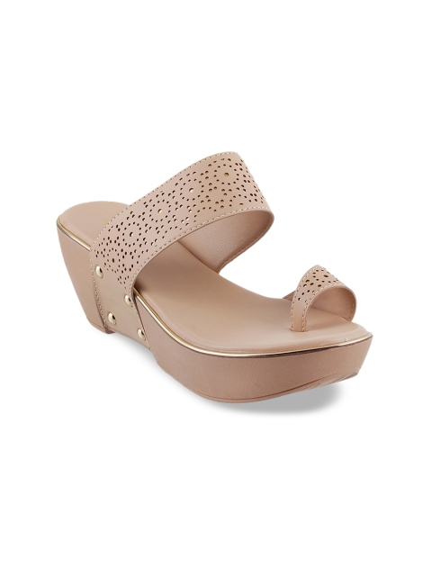 

Mochi Women Beige Embellished One Toe Flats