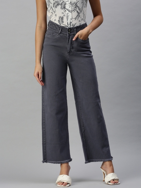 

SHOWOFF Women Purple Wide Leg High-Rise Stretchable Jeans