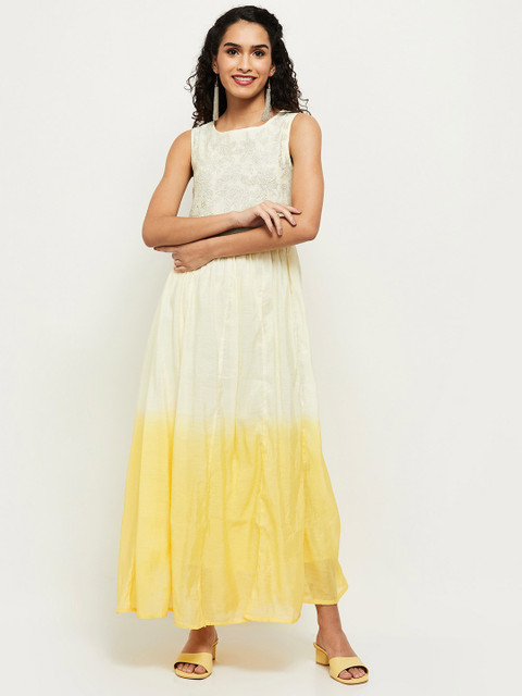 

max Off White Floral Embroidered Maxi Dress