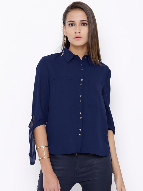 

Tokyo Talkies Navy Shirt-Style Top, Navy blue