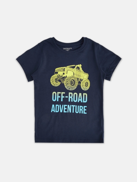 

Pantaloons Junior Boys Navy Blue Printed Cotton T-shirt