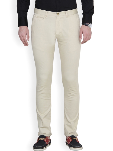 DERBY JEANS COMMUNITY Beige Slim Fit Chino Trousers