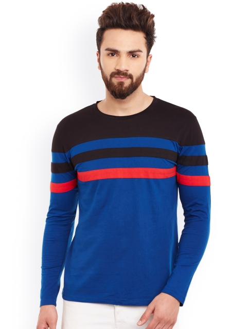 

GRITSTONES Men Blue Solid Round Neck T-shirt