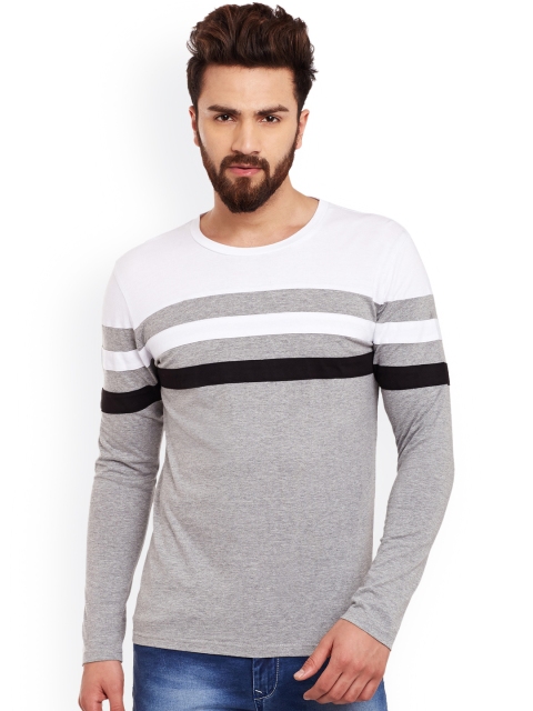 

GRITSTONES Men Grey Melange Solid Round Neck T-shirt