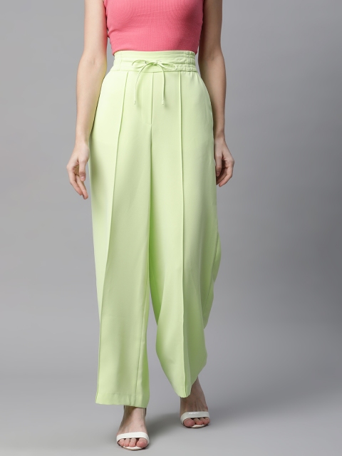 

Marks & Spencer Women Lime Green Solid Parallel Trousers