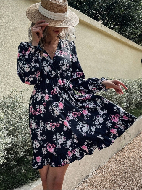 

BoStreet Black Floral Dress