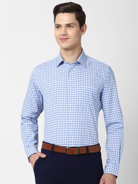 

Van Heusen Men Blue Gingham Checks Checked Formal Shirt