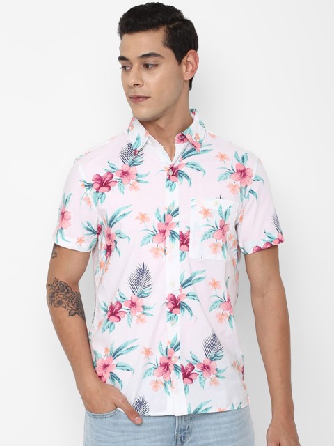 

AMERICAN EAGLE OUTFITTERS Men White Floral Printed Casual Shirt
