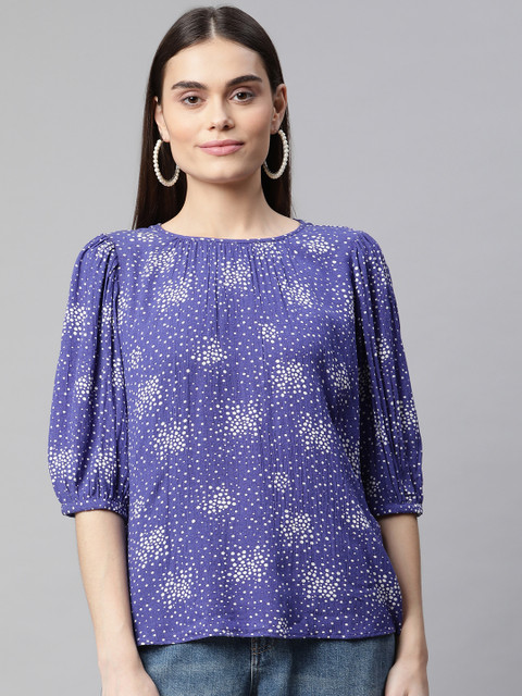 

Marks & Spencer Blue & White Polka Dot Print Top