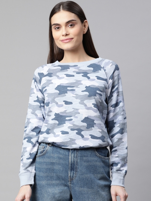 

Marks & Spencer Women Blue & Grey Pure Cotton Printed Sweatshirt