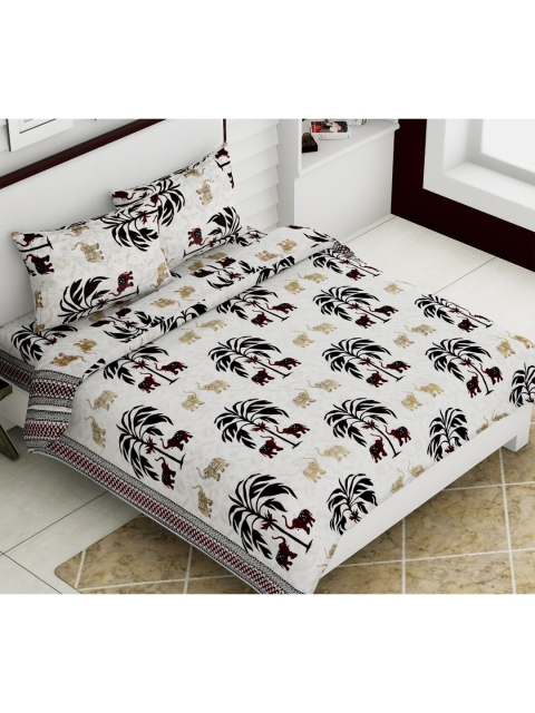 

Aura Maroon & Black Floral 140 TC Queen Bedsheet with 2 Pillow Covers
