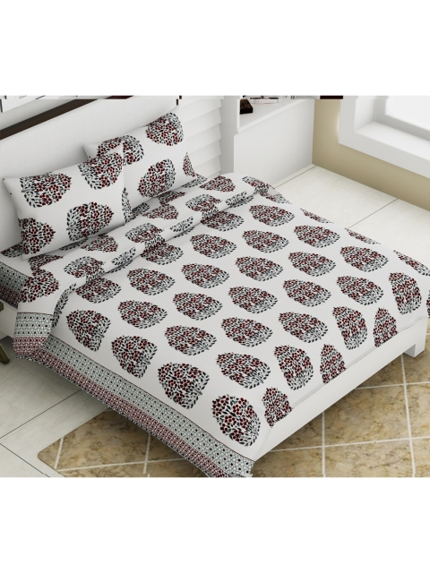 

Aura Red & Green Floral 140 TC Queen Bedsheet with 2 Pillow Covers