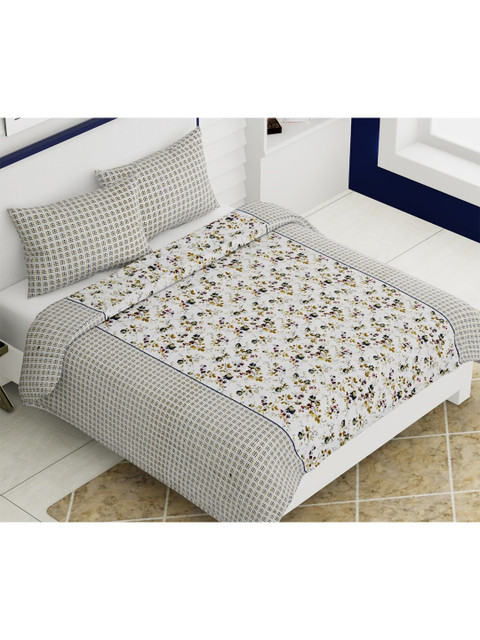 

Aura Green & Blue Floral 140 TC Queen Bedsheet with 2 Pillow Covers