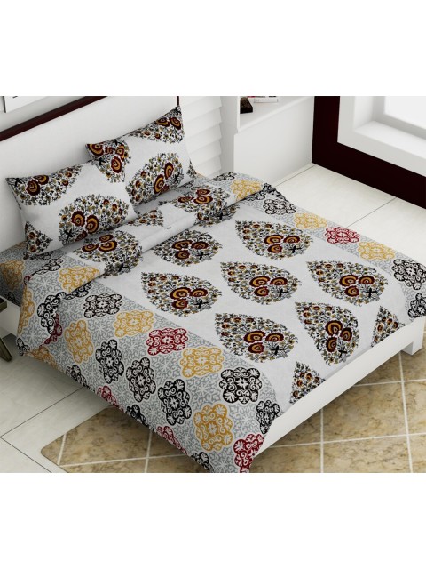 

Aura Red & White Ethnic Motifs 140 TC Queen Bedsheet with 2 Pillow Covers