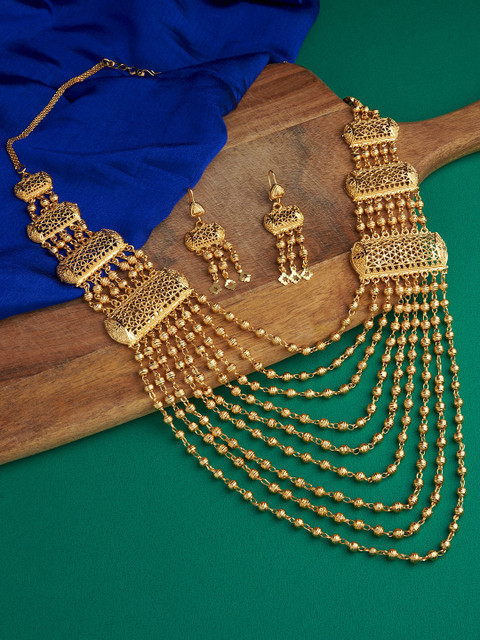 

Zaveri Pearls Gold-Plated Layerd Necklace & Earring Set