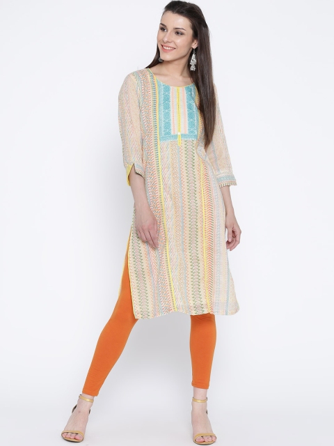 

Rangriti Women Multicoloured Printed Straight Kurta, Multi