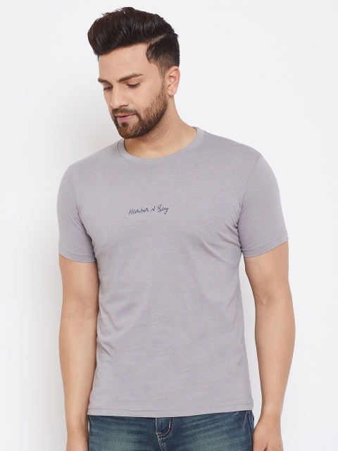 

HARBORNBAY Men Grey Typography Printed T-shirt