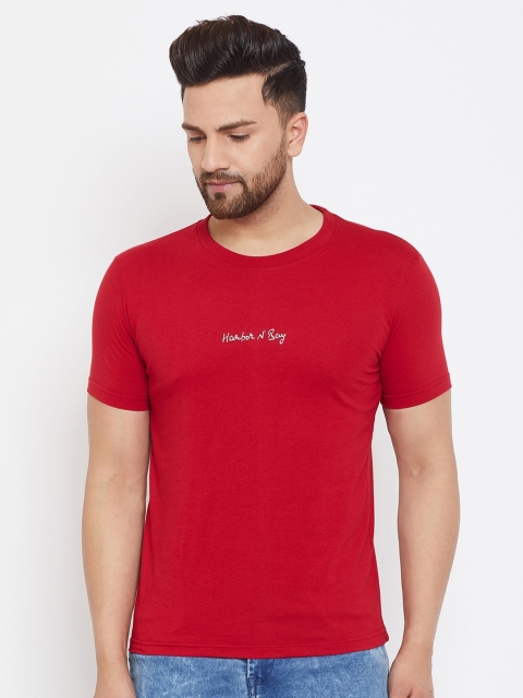 

HARBORNBAY Men Red Typography T-shirt